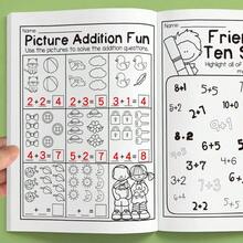 1 Pc Children's Math Learning Book - Handwritten Addition & Subtraction Practice And Number Tracing, Letters And Shapes | Preschool Educational Writing Book, Illustrated Math Book, Durable Paper Material