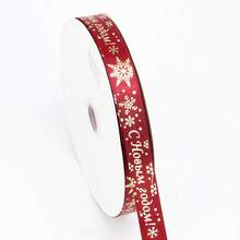 Merry Christmas! 2cm Polyester Ribbon With Gold Foil Stamping, Christmas Gift Wrapping Ribbon, Christmas Gift Decoration Ribbon