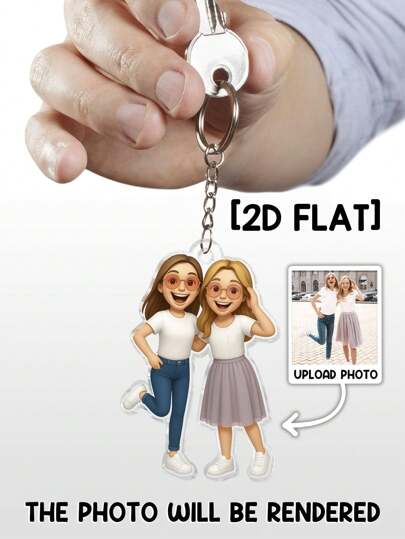 Chaveiro personalizado em estilo Emojipack 2D, renderizado a partir de fotos enviadas. Presente perfeito para família e amigos. Multifuncional, decorativo, reutilizável, requintado, elegante, de alta qualidade, colorido, moderno e personalizado. Ideal para presentear namorado, pai, namorada, mãe, família e amigos. Perfeito para decorar casa, jardim, escritório, aniversários, Dia dos Namorados, Dia das Mães, aniversários de casamento, Dia dos Pais, formaturas, casamentos, inaugurações de casa, criar um ambiente aconchegante, renovar a decoração de outono e decorar para o Natal.