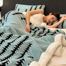 2025 Newest Fleece Throw Blanket - 600GSM Ultra Soft & Plush Sherpa Blanket For Couch, Warm Cozy Fuzzy Blankets For Bed, Couch, Office, Dorm, Travel, Perfect Gift Idea For Halloween, Christmas - Blue - View 3