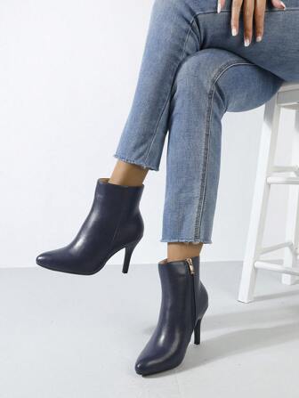 Timesize Fall/Winter Navy Blue Women's Ankle Boots, Fashion Boots, High Heel Boots, Super High Heel Boots,Boots For Women