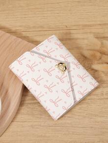 Pink Love & Bow Print 3-Fold Wallet Purse, Fox Head Metal Hardware With Multi-Card Slots, ID Window & Bill Compartment, Unisex Slim Compact For Daily Use, Travel & Shopping, Cute Lightweight Accessory - Pink - View 15