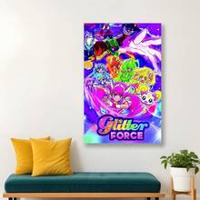 Framed Glitter Force: Radiant Guardians Of Fantasy Canvas Poster Wall Art Featuring Vibrant Animated Characters  Perfect For Bedrooms, Living Rooms & Winter Decor, 2D Flat, Perfect For Room Decor