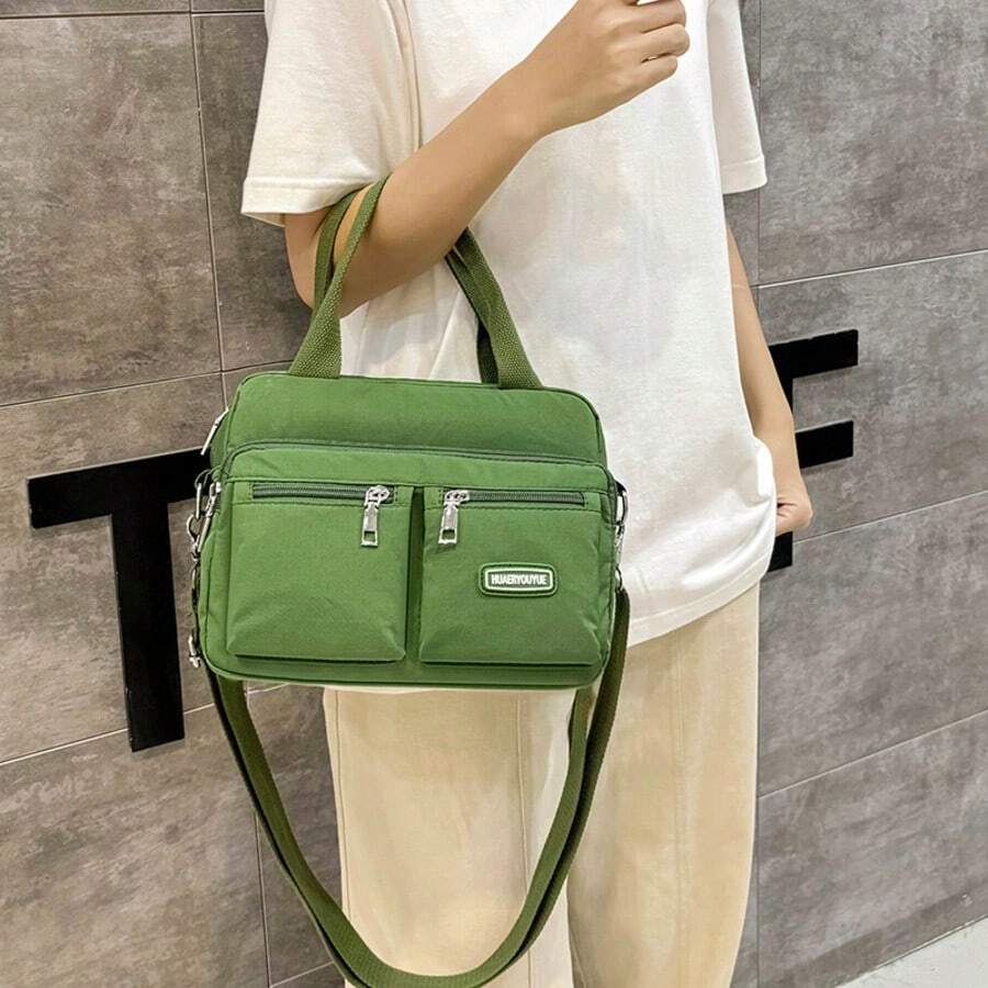 Túi xách nữ, Ba lô nhiều ngăn có khóa kéo, Túi đeo vai bằng vải nylon chống thấm nước, Ví đựng tiền xu