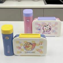 1 Set praktische auslaufsichere Studenten Lunchbox, beinhaltet Fach-Bento-Box mit Besteck & Becher, Snackbehälter, Lunchbeutel, geeignet für Schule, Outdoor, Picknick, Arbeit, Partys