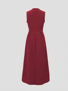 Fashion Casual & Versatile Sleeveless Women Dress, Spring/Summer Elegant - Burgundy - View 6