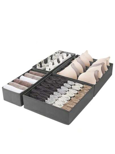 Składany organizer do szuflady na skarpetki, bieliznę, organizer do szafy, pudełko do przechowywania ubrań, skarpetek, bielizny, krawatów (szary, 24-kratowy, 8-kratowy, 6-kratowy, 7-kratowy) Organizacja szafy i przechowywanie Organizer na ubrania Sypialnia