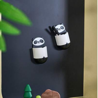 1pc Black & White Panda Magnetic Whiteboard Eraser Pen Holder, With Magnetic Whiteboard Pen Cup, Teaching & Home Chalk Organizer Box, Easy To Erase And Clean Chalkboard Eraser Holder