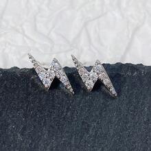 Edgy Lightning Golden Zirconia Studs With Prismatic Brilliance -  Accessories For Street Commute, Concerts & Night Events - golden - 查看 7