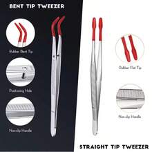 Tweezers With Rubber Tips Tweezers Rubber PVC Silicone Coated Non Marring Flat Tip Bent Tip Tweezers Tipped Tweezers - Multicolor - View 3