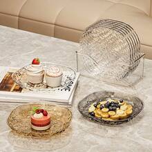 Juego de 6 platos de cena, plato de cena transparente con ondas de agua, plato de hueso, plato de ensalada, vajilla reutilizable apta para plato de pastel, pasta, filete, fruta en restaurantes, cocinas, picnics al aire libre, escuelas