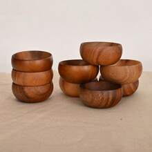 1/2/4/8pcs 3.14in/4.92in/5.51in/6.3in Handcarved Gourd Shaped Wooden Bowls - Rustic Wooden Salad/Snack Bowls, For Popcorn, Pasta, Candy, Cereal, Coconut Spread, Appetizers, Kitchen