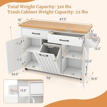 Lifezeal Rolling Kitchen Island Kitchen Cart With Tilt-Out Trash Cabinet Island Table - 白色 - 查看 4