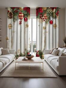 2片装现代节日庆典薄纱窗帘 - 透明涤纶材质，可机洗，适用于卧室、客厅、餐厅、厨房，节日窗帘，四季皆宜的家居窗帘 - 彩色 - 查看 5