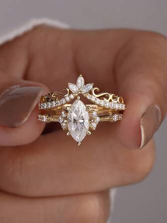 2pcs/Set Horse Eye Pattern Ring Jewelry Set - Fashionable Lucky Flower Jewelry Set, Suitable For Daily Wear, Christmas, New Year, Valentine's Day And Other Holiday Gifts