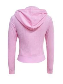 LovelyWholesale Felpa con cappuccio casual da donna con coulisse, maniche lunghe, tasche e zip, colore tinta unita, in morbido pile, elegante, per l'inverno