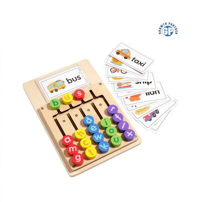 Montessori 5-Color Maze Spelling Word Moving Game, Color & Shape Matching Sliding Puzzle Educational Toy For Kids Boys Girls
