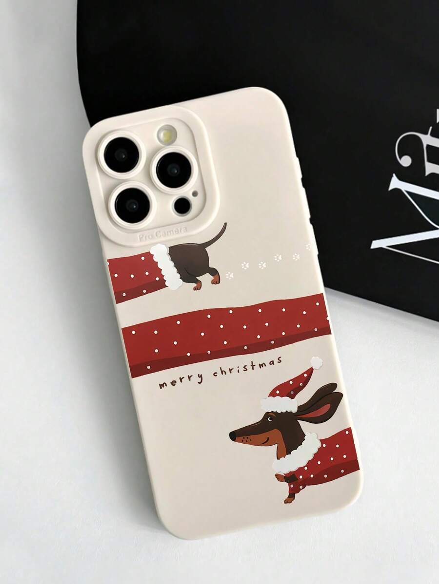 1 szt. Modny i wyjątkowy, świąteczny wzór jamnika, miękki futerał na telefon, kompatybilny z 16/16Pro/16Plus/15/15ProMax/15Pro/11/12/13/14ProMax/12Mini/13Mini/11Pro/11ProMax/12Pro/12ProMax/13Pro/13ProMax/14Pro/14ProMax i kreatywny