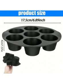 1 个 7/12 孔不粘松饼烤盘和 12 个纸杯蛋糕烤杯 - 易脱模烤盘，烤箱/洗碗机适用，适用于松饼/布朗尼/布丁/饼干/迷你蛋糕，厨房烤箱烘焙必需品和布朗尼烤盘 - 黑色 - 查看 7
