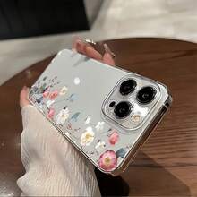 1 pieza Funda de teléfono transparente con diseño floral colorido y protección contra golpes, compatible con Apple & Series