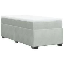 vidaXL Boxspringbett Mit Matratze Hellgrau 90x190 Cm Samt - Grey - View 9