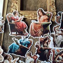 1套水彩復古維多利亞女子閱讀日記貼紙，適用於剪貼簿、日記本、筆記本、賀卡、水杯、手機等裝飾貼紙 - style 2 - 查看 5