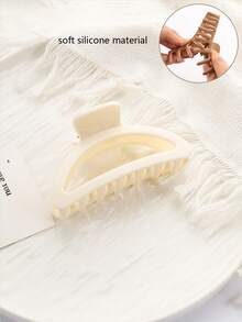 1Pc This Cross-Border Soft Material Hair Clip Is Soft And Anti-Collision, With A 9cm Semi-Circular Soft Silicone Material Hair Clip That Is Resistant To Falls. It Is A Women's Hair Clip Clip With A Hairpin And A Half Zip Hair Hair Claw At The Back Of The Head. It Is A Women's Accessory And Suitable For Giving Gifts To Friends, Teachers, Birthdays Or Halloween, Autumn Hair Accessories Fashion Claw Clips Elegant Hair Clutch Clips For Hair Winter For Vacation Outfits Woman - Multicolor - View 4