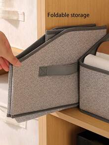 1pc Compartment Storage Box, Desktop Organizer Box, Foldable Drawer-Style Clothing/Underwear/Accessory Storage Container, Suitable For Desk, Closet, Bedroom,Bedroom Room Decor,Back To School - Grey - View 5