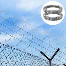 Razor Wires, 98 Ft Razor Barbed Wire, 2 Rolls Razor Wire Fencing Razor Fence, Razor Ribbon Barbed Wire Galvanized Razor Wire Fence, Rolls Razor For Garden - Silver - View 9