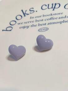 一对简约滴油心形耳环，优雅精致，适合日常穿着 - 咖啡 - 查看 21