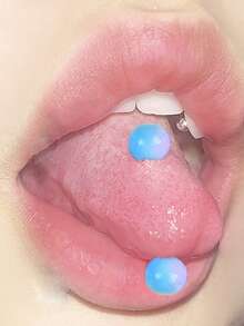 1 Stück Punk Acryl & Titan Stahl Doppelkopf Rund Ball Splice Farbe Zungenpiercing, Unisex Piercing Schmuck