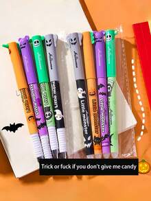 4/8 pezzi Penne gel edizione limitata di Ognissanti, penne a sfera colorate e cancellabili di alta qualità adatte per bambini, ideali per la scrittura scolastica e gli esami, penne a sfera colorate adatte per feste