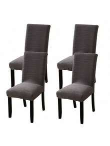 1/4/6pcs Plush Jacquard Chair Covers, Elastic Chair Slipcovers, Easy To Clean, Durable, Suitable For Family Gatherings, Dining Room, Living Room, Home Decor