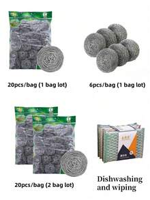 20 Spugnette in acciaio inossidabile, tamponi di pulizia per cucina non elettrici per piatti, pentole e padelle. Confezione da 20 spugnette in lana d'acciaio: abbastanza per soddisfare le tue esigenze, spugnette in acciaio inossidabile per pulire piatti, pentole, padelle, bagno, forno e altro!