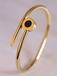 女士不锈钢镀18K金罗马幸运手链，情人节贴心礼物 - 手鐲16 - 查看 3