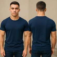 3 playeras casuales de hombre manga corta cuello redondo - Rojo,Azul y Blanco - Ver 6