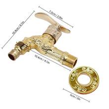 Robinet de jardin mural vintage en bronze - Monotrou, noyau de vanne en laiton pour machine à laver, comprend le matériel d'installation - Doré - Voir 3