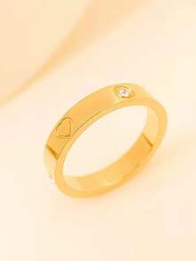 1 件 18K 不锈钢戒指，镶嵌人造锆石钻石，男士情侣戒指，适合日常佩戴和婚礼 - 多色3 - 查看 32