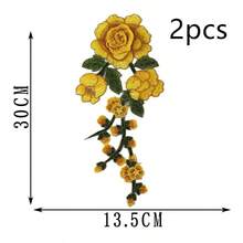 2 件刺绣贴花补丁，水溶性花朵装饰补丁，适用于服装、舞台服装 - 紅色 - 查看 9