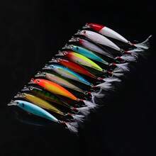 12pcs Laser Minnow Fishing Lure Artificial Wobbler Topwater Bait Pesca Hard Crankbait Tackle For Bass - 彩色 - 查看 4