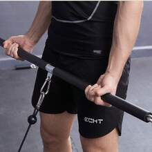 3-Section Bearing Ring Lat Pulldown Bar, Adjustable Length Detachable Compound Training Rod, Lat Pulldown Attachment For Fitness Equipment, Weight Training Accessory - Black - View 12
