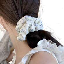 Scrunchies For Women Girls Polka Dot Plaid Floral Printed Scrunchies For Long Thick Hair Soft Scrunchy Hair Ties Elastic Hair Bands Cute Ponytail Holders Hair Accessories (2pcs)