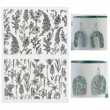 Butterfly Dragonfly Leaf Flower Texture Pattern Polymer Clay Stamp Sheet DIY Clay Jewelry Earring Impression Emboss Mat Tool Handmade Clay Pottery Jewelry Storage Tray Texture Decorating