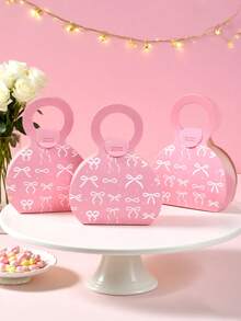 12pcs Pink Bow Gift Box, Candy Box, G Irl Birthday Decorations, Bow Birthday Decor, Birthday Box, Bow Party Handbag Gift Box, Gift Wrap, Pink Party Gift Packaging Box, Small Gift Bags, Gift For Woman, Goods Box, Kitchen Packaging, Birthday Favors, Wedding Decorations, Babe Shower Decoration, Gender Reveal Decoration,Gift Tags, Bow Decor, Christmas