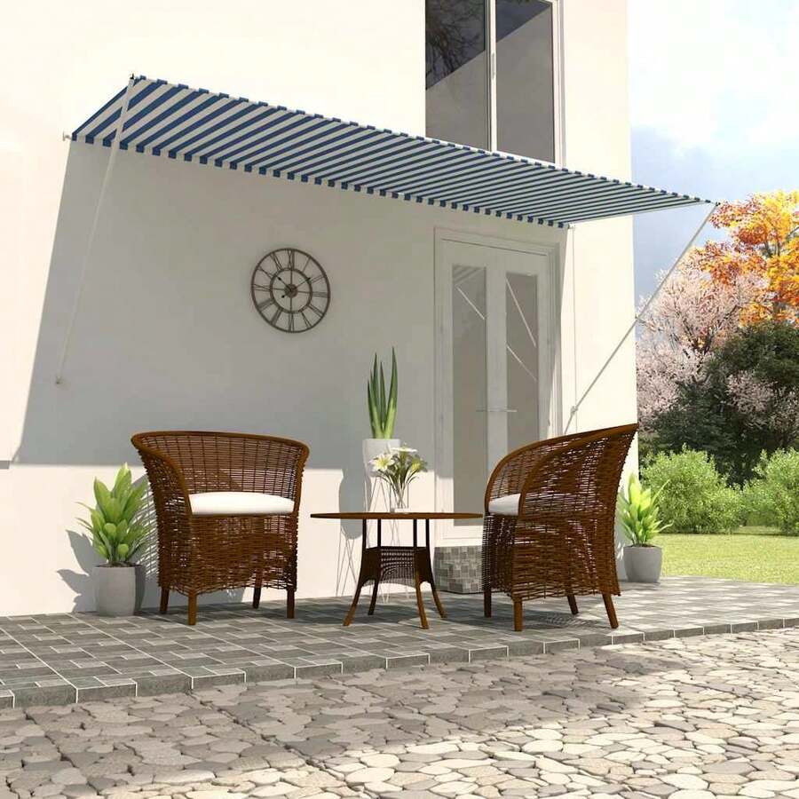 vidaXL Retractable Awning 118.1"X59.1" Blue And White - Xanh và trắng - Xem 1