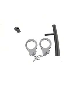 5件套警察服装套装 角色扮演 模拟警察装扮 配手铐、对讲机、徽章、警棍、口哨道具（对讲机型号随机）（手铐 新/旧版随机） - 彩色 - 查看 8