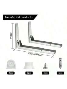 HALMAN 2 Unids Soporte para Horno de Microondas de Acero Inoxidable,Estiramiento Plegable Montaje en Pared Estante Estante Ajustable para Cocina Casera,horno soporte de Acero inoxidable (Pares de Accesorios microondas) - Plateado - Ver 3