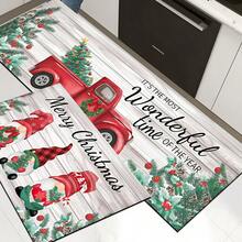 1pc Christmas Element Pattern Printed Silica Gel Kitchen Mat, Rectangular Carpet For Living Room, Bedroom, Hallway, Bathroom, Laundry Room - Polyester Rug, Suitable For Indoor And Outdoor Home Decor, Can Be Used As Christmas Gift And Christmas Decoration - Multicolor - View 13