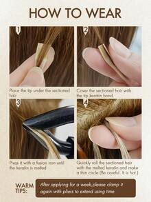 50pcs/Set Pre-Bonded K-Type Hair Extensions, Real Human Hair, Straight, 30g/Pc, U-Tip Extensions Suitable For All, Keratin Fusion High Quality Real Human Hair Machine Weft, Remy Nail U Tip Hair Extensions, Ombre Effect, No Glue Needed, Ready To Wear, Suitable For Holidays, Parties, School, Brides, Gifts - Multicolor - View 12