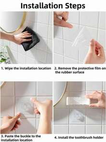 1 Piece Punch-Free Wall Mounted Toothbrush Holder With Cover, Electric Toothbrush Storage Rack, Toothpaste Holder, 2/5/6 Slot Self-Adhesive Toothbrush Organizer, Bathroom Storage Accessories (White), Back To School Home Bathroom Decor - Multicolor - View 11